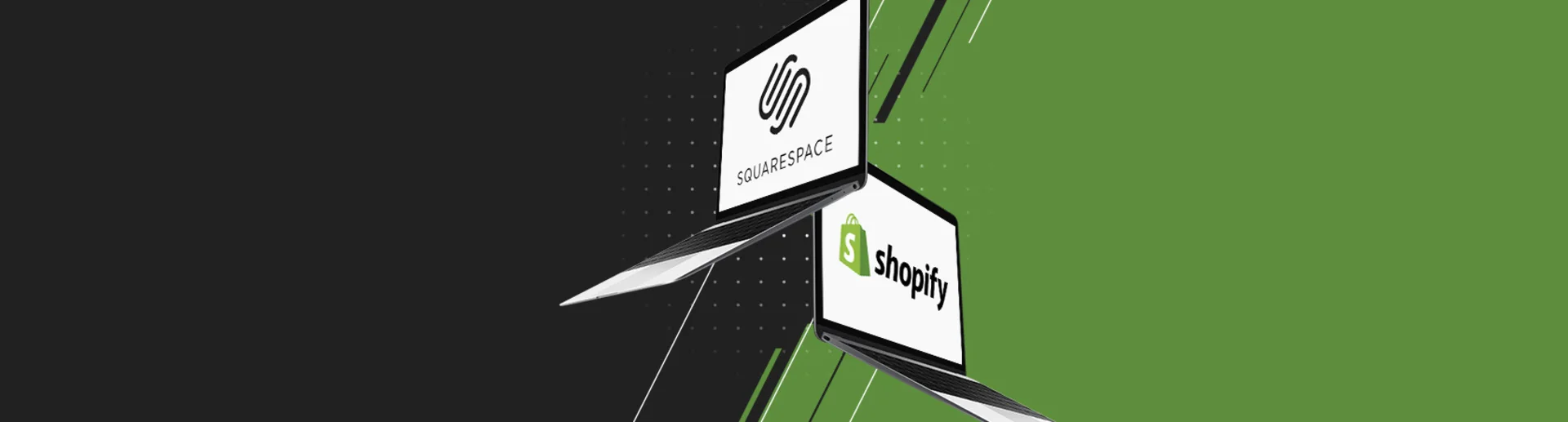 Banner image for content hub page: Shopify Vs. Squarespace - Our Top Takes