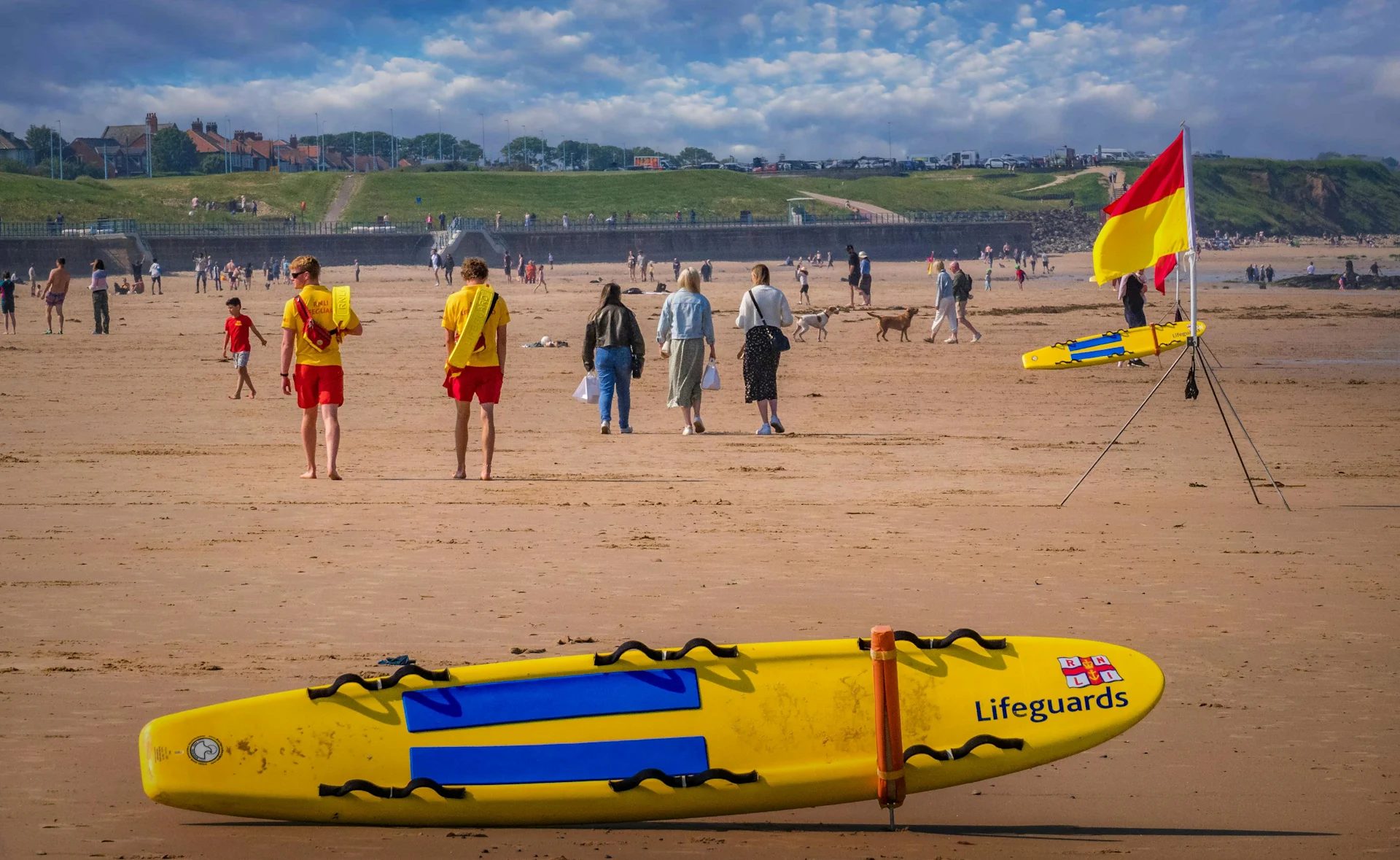 Sunderland beach and people walking