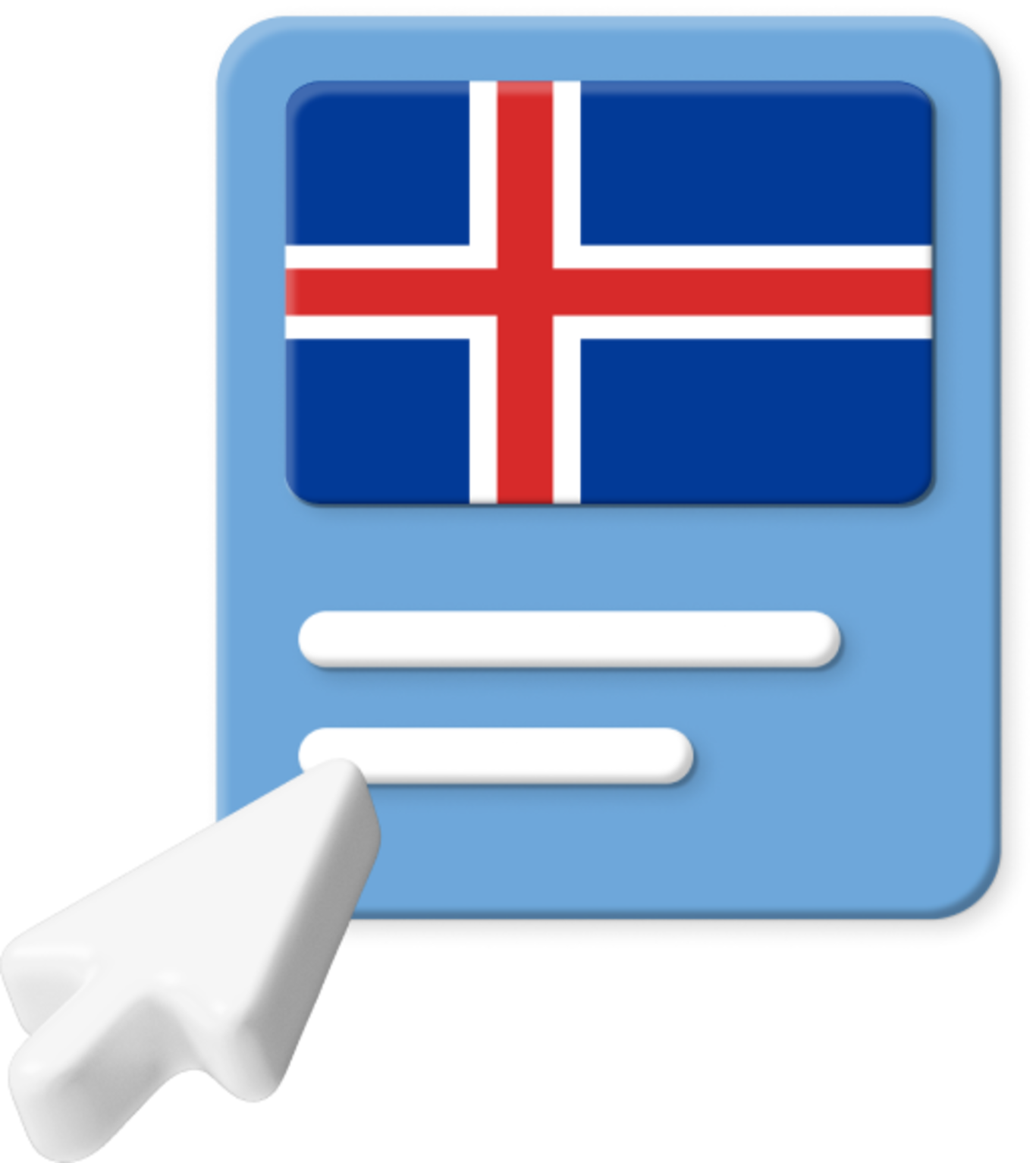 Iceland flag with large cursor icon