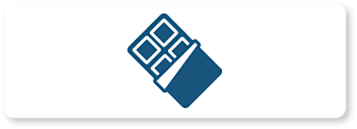 Blue animated chocolate bar on white rectangle