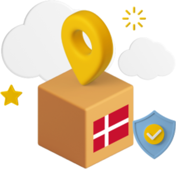 Box with Danish flag on