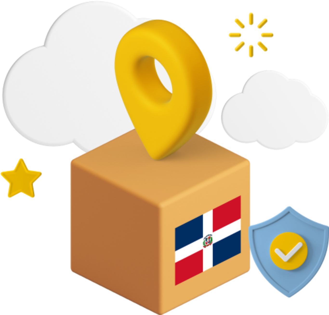 Dominican Republic flag on parcel box graphic