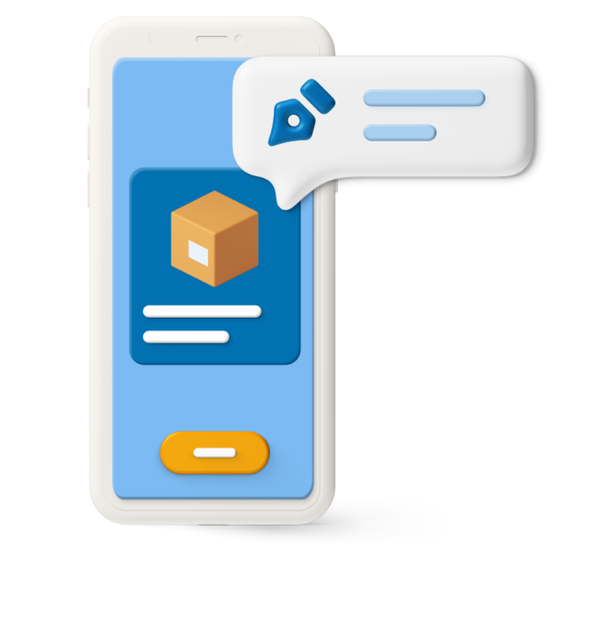 Graphic of phone with parcel tracking icons