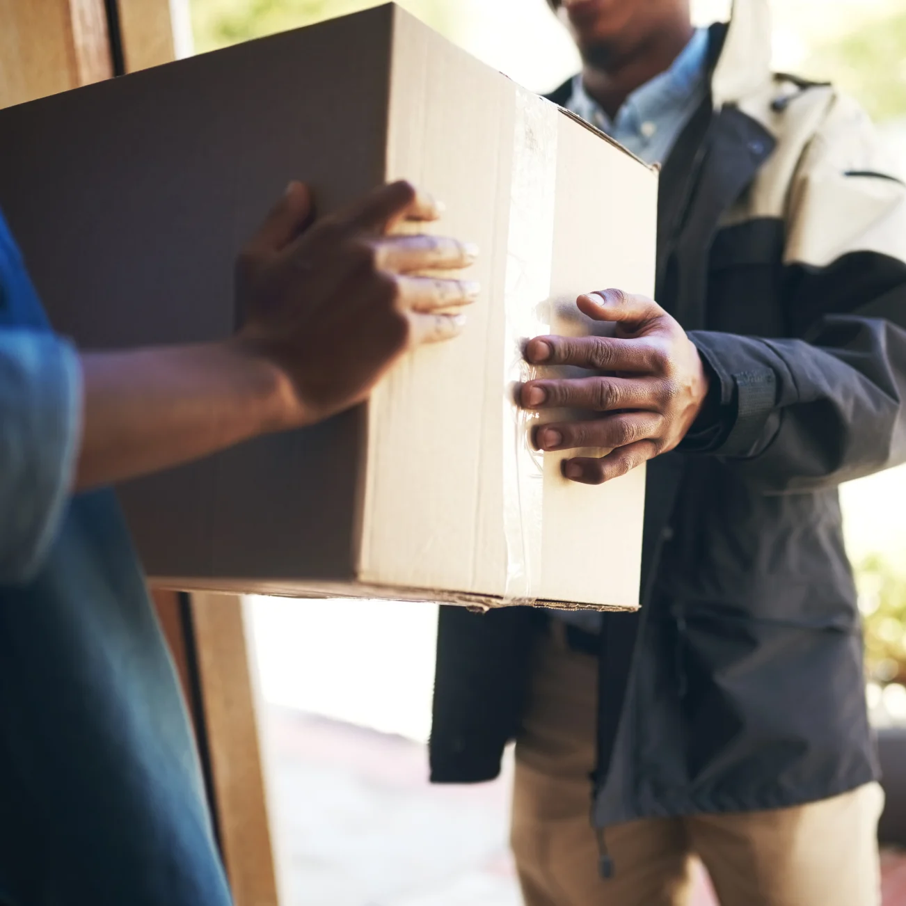 heavy parcel being delivered