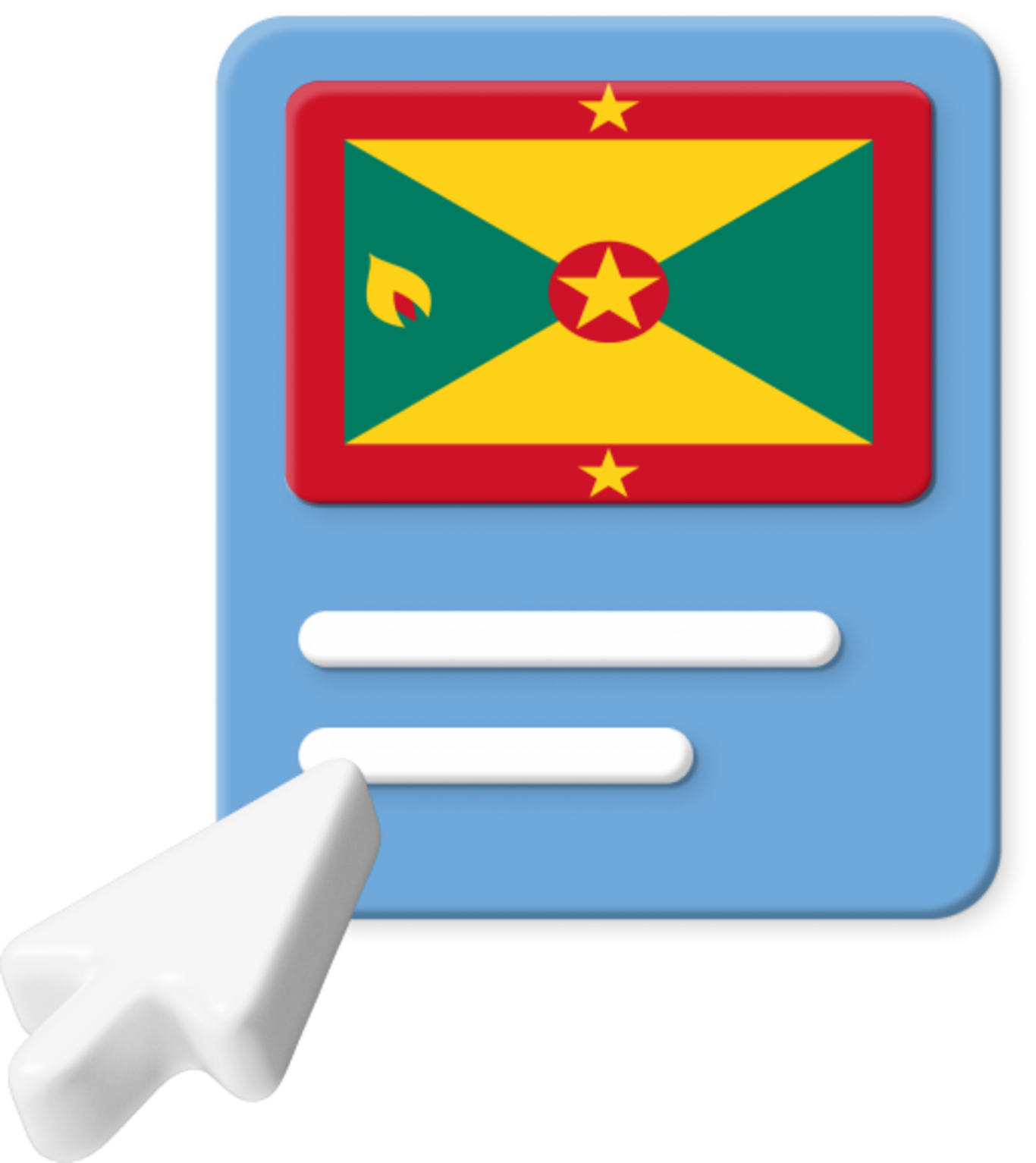 Grenada flag on web page graphic.