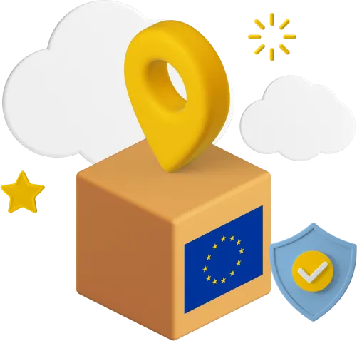 Box with EU flag on