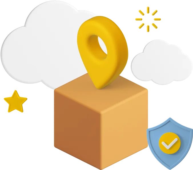 Box with large location icon on top