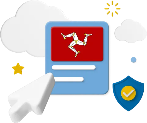 Isle of Man flag with icons