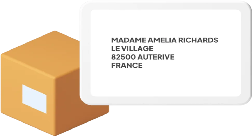 Box with example of French address