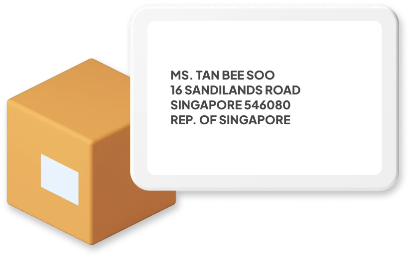 Singapore Parcel with Address