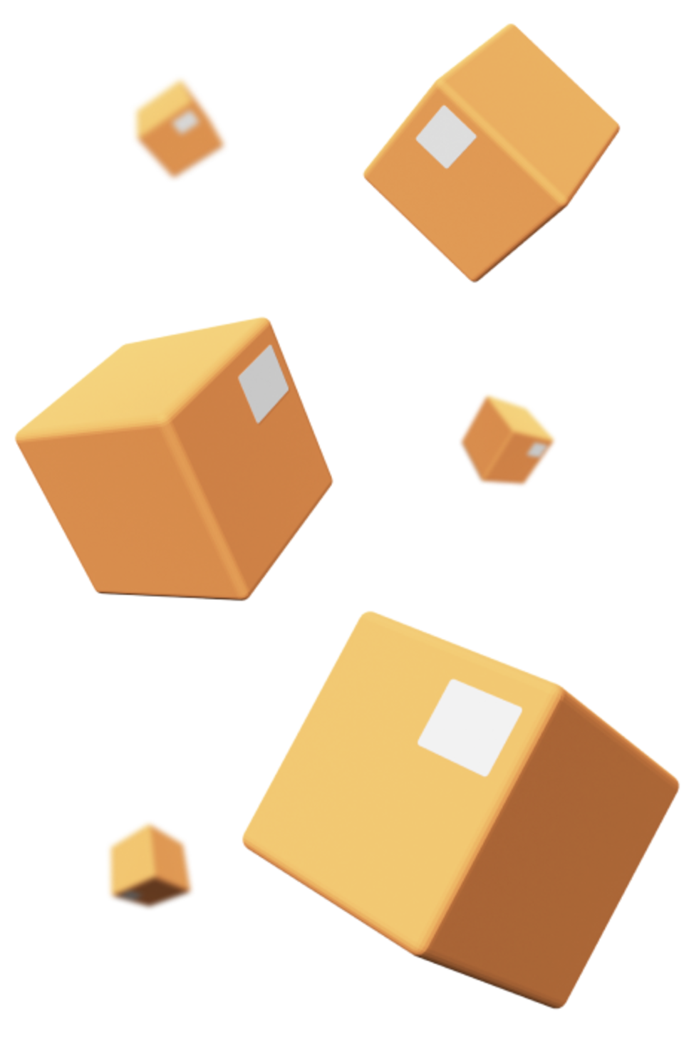 Animated boxes of mixed sizes floating in the air