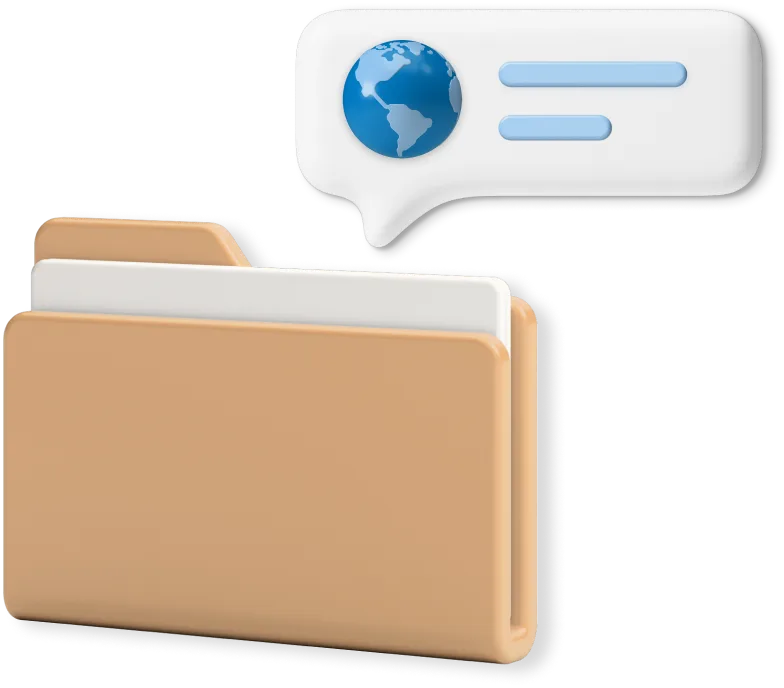 Document folder graphic with globe label