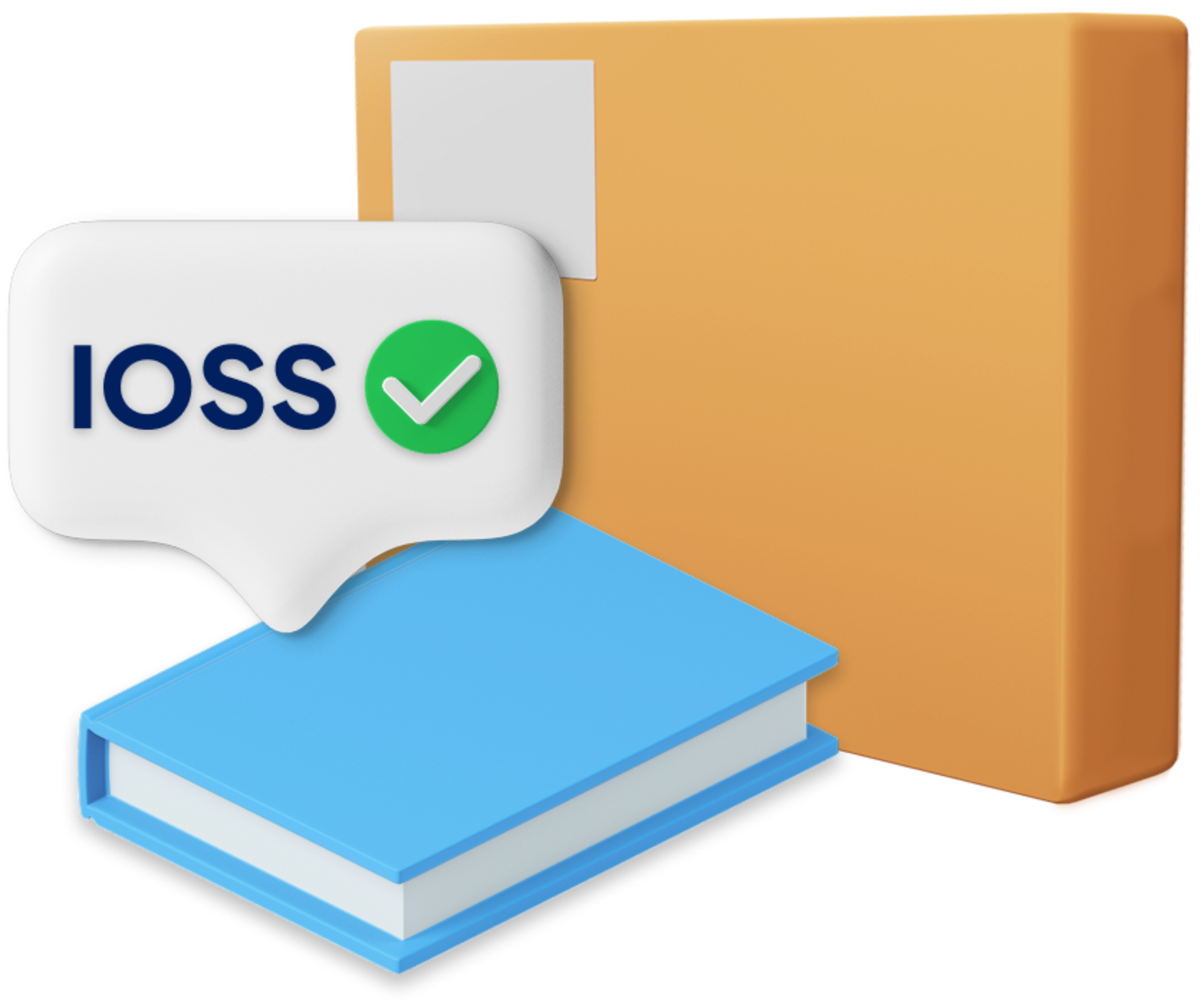 Photo Camera next to parcel box with IOSS label.