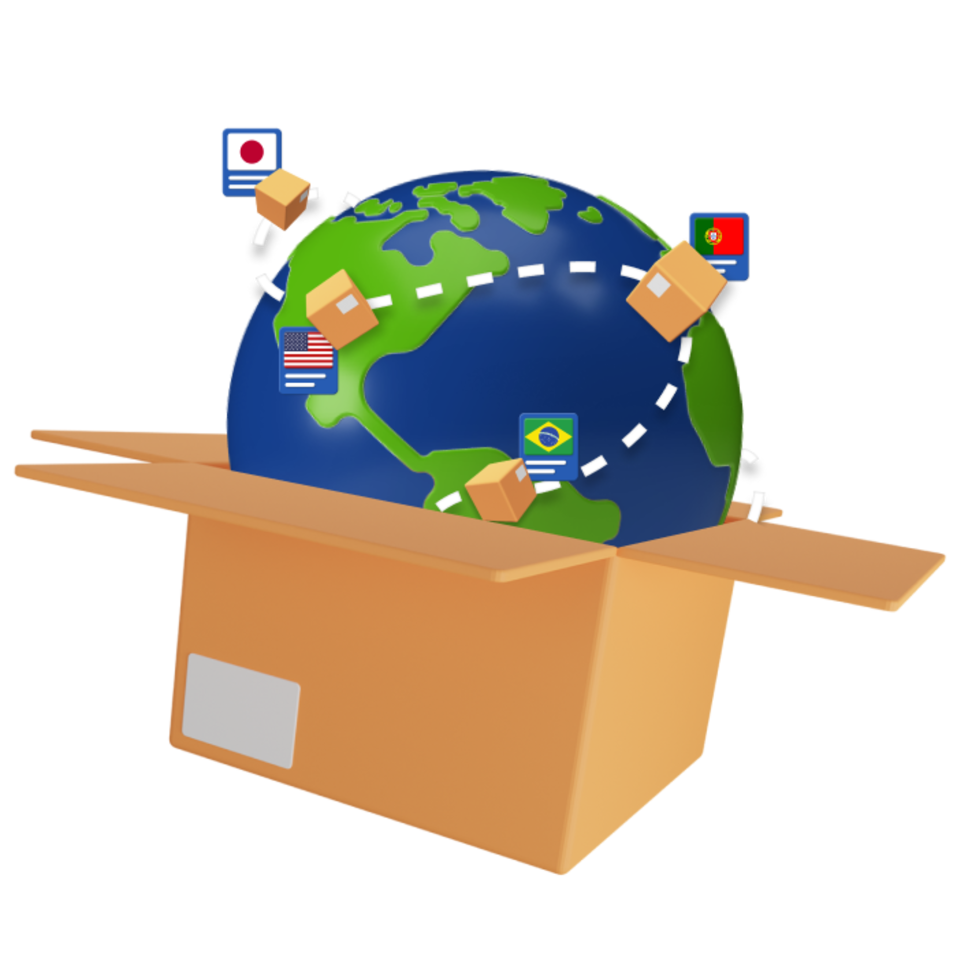 Globe with various country graphics in parcel