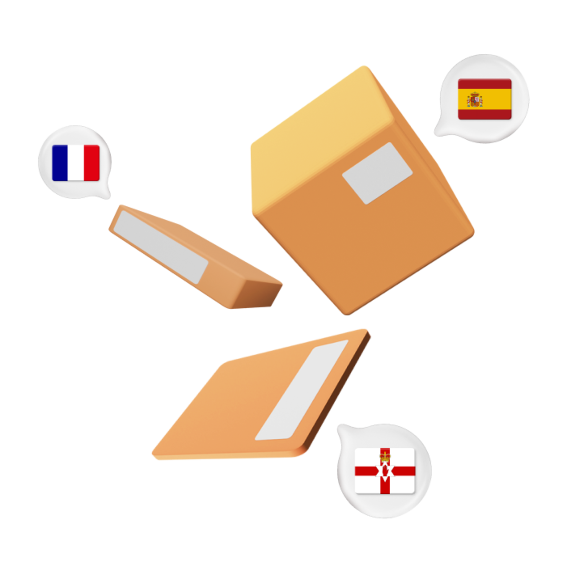 Graphic of parcel boxed with EU country flags labelled