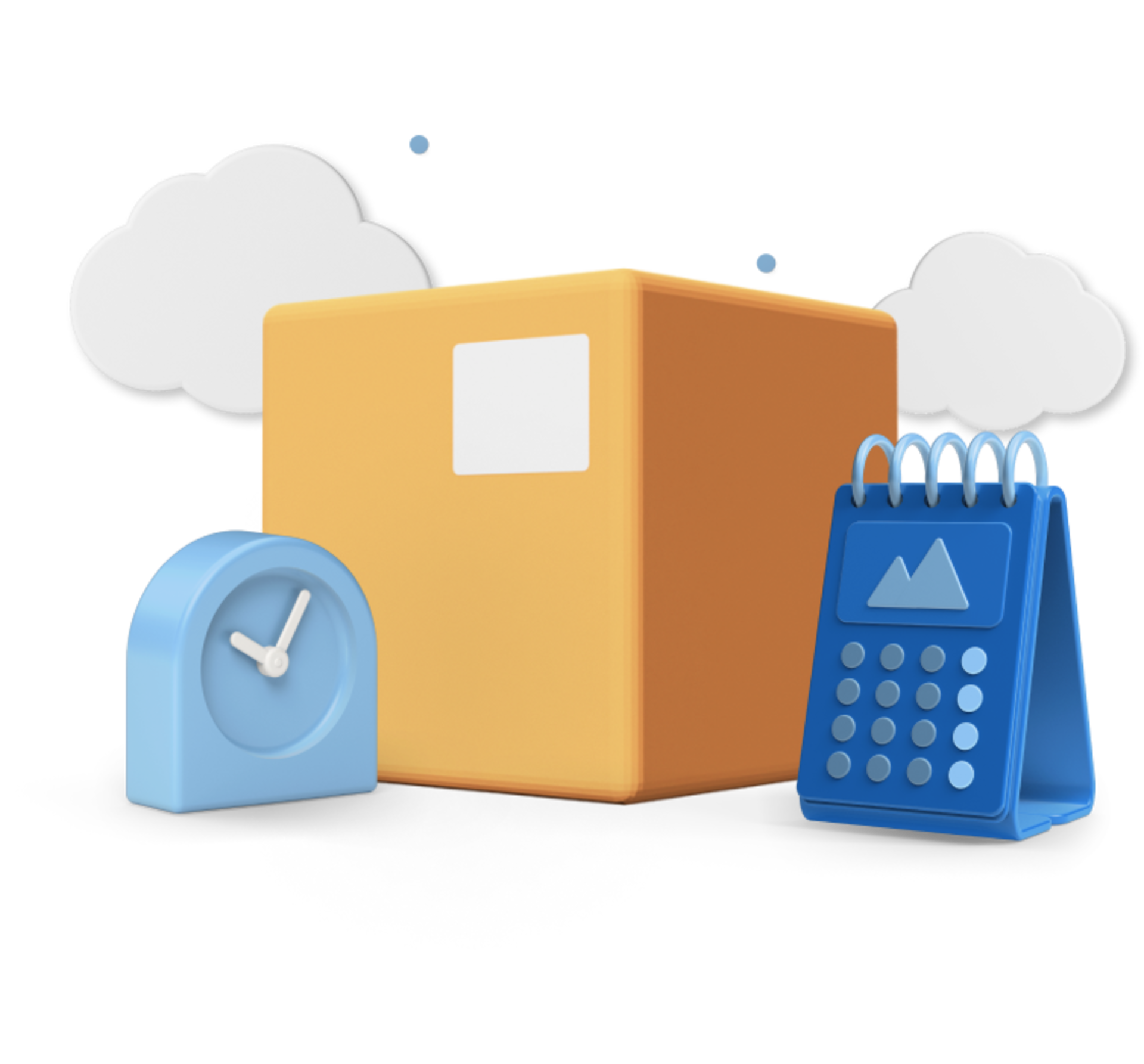 Graphic of parcel with clock and calendar
