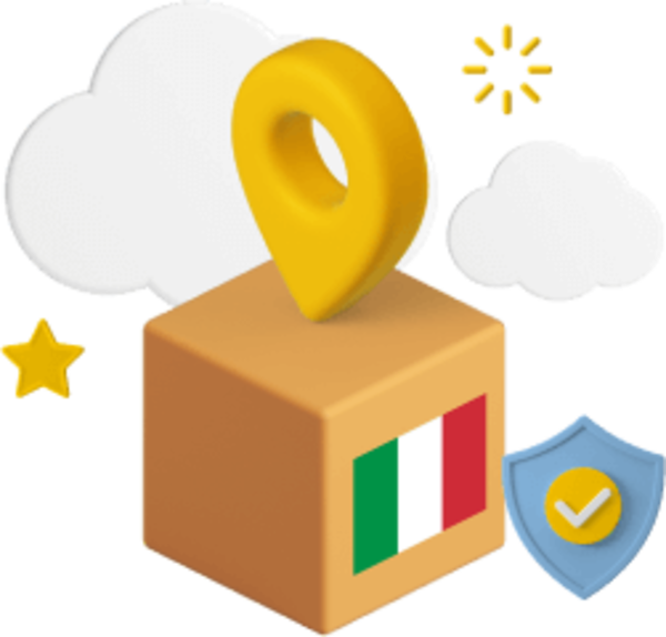 Box with Italian flag on