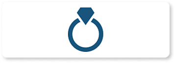 Blue animated diamond ring on white rectangle