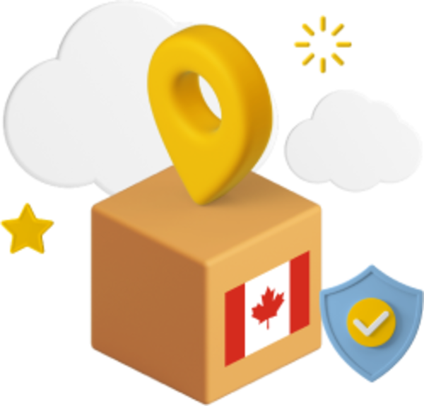 Box with the Canadian flag on