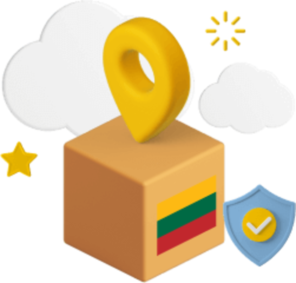 Box with Lithuanian flag on