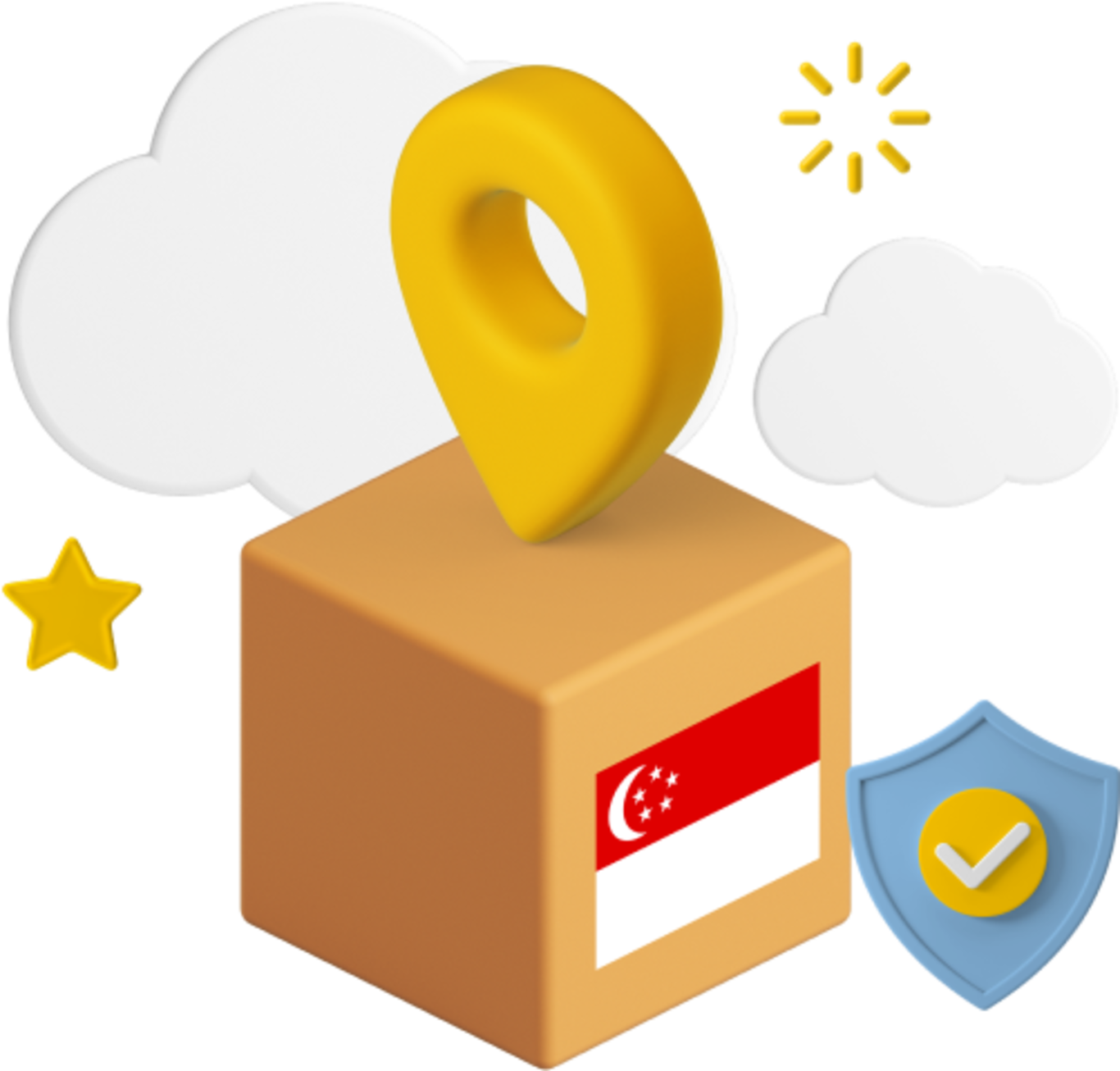 Singapore flag on box