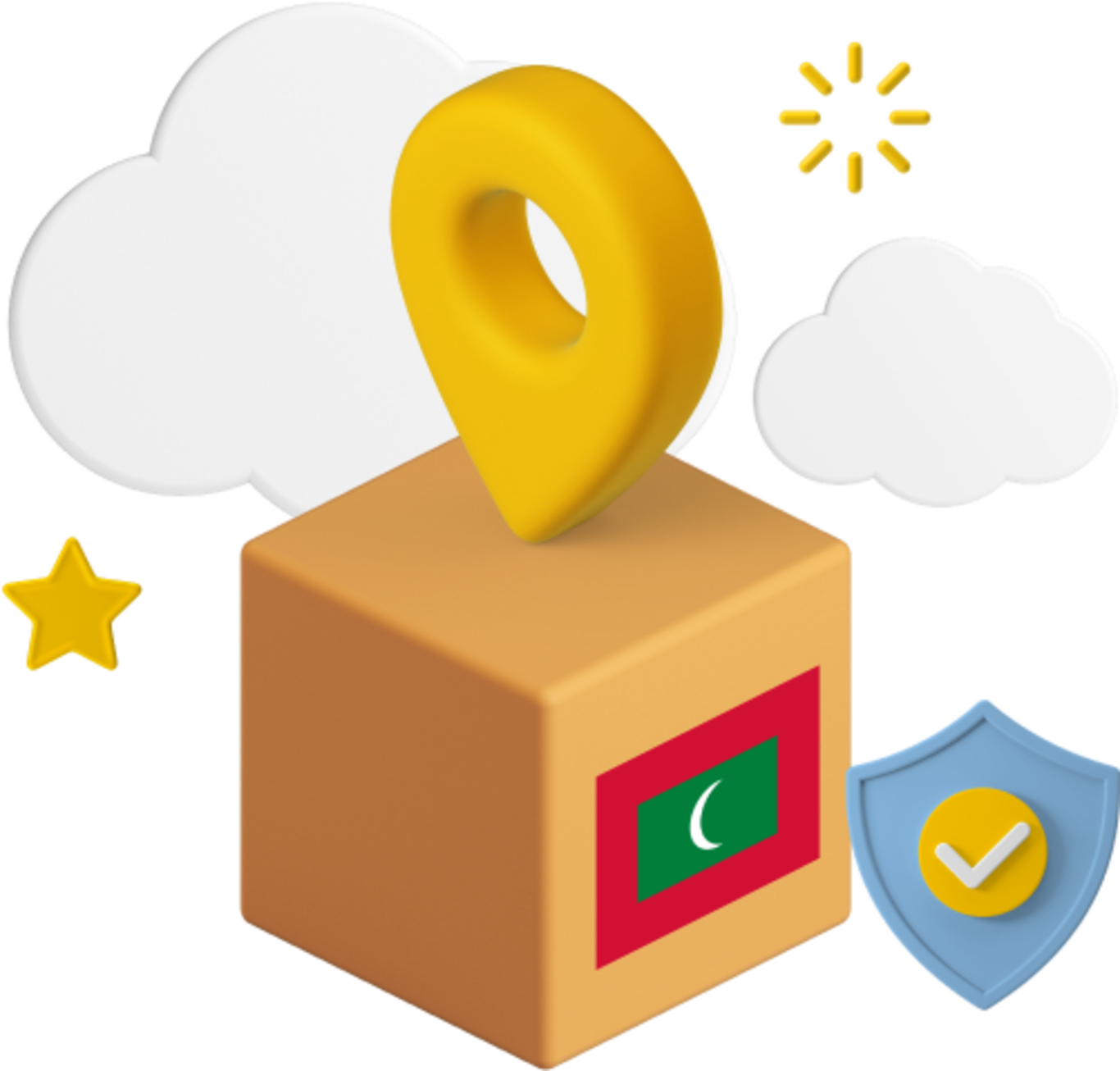 Maldives flag on parcel box graphic
