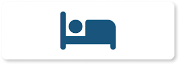 Blue animated bed on white rectangle