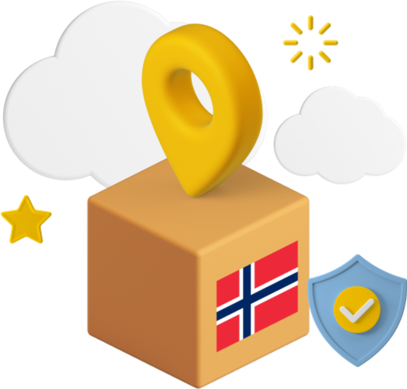 Box with Norwegian flag on