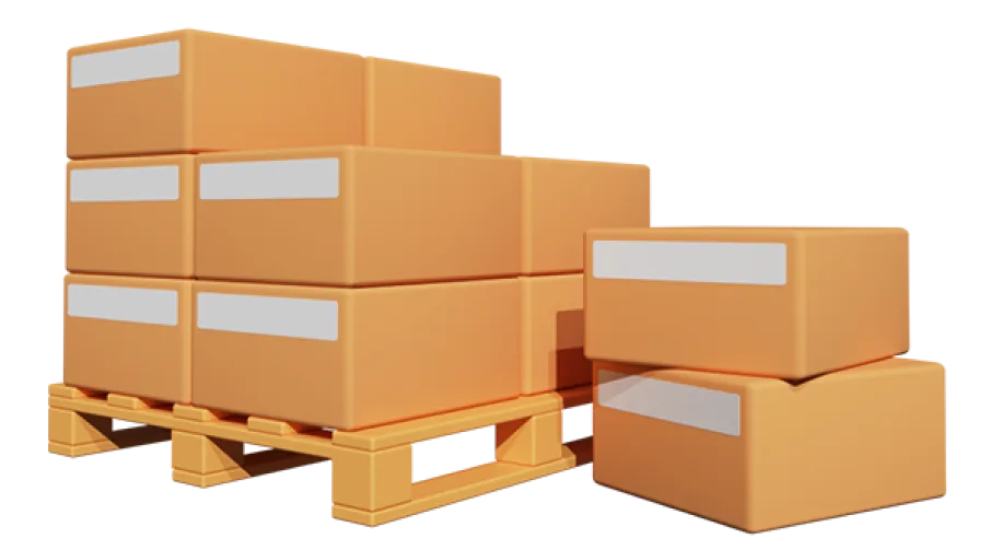 Animated boxes on shipping pallet