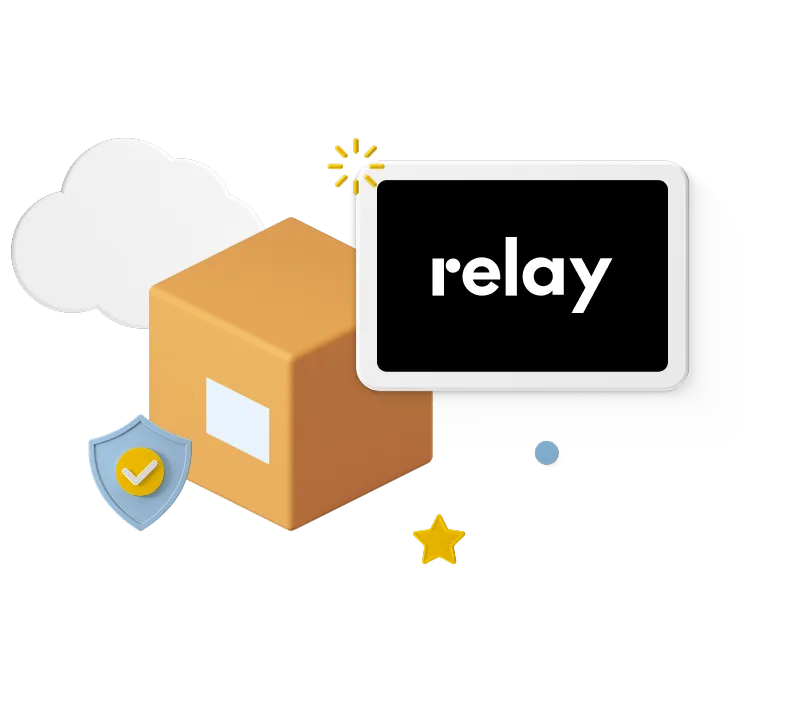 Relay Courier Logo in Parcel Graphic