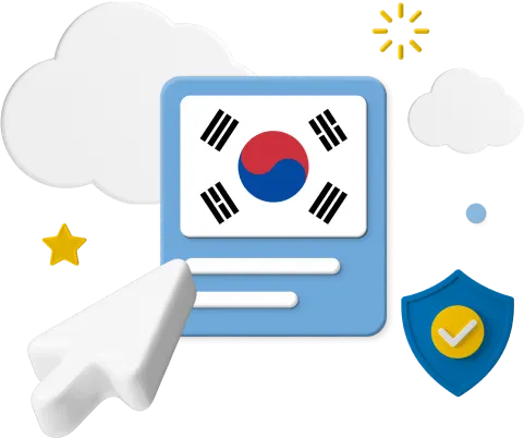 South Korea Flag with icons 