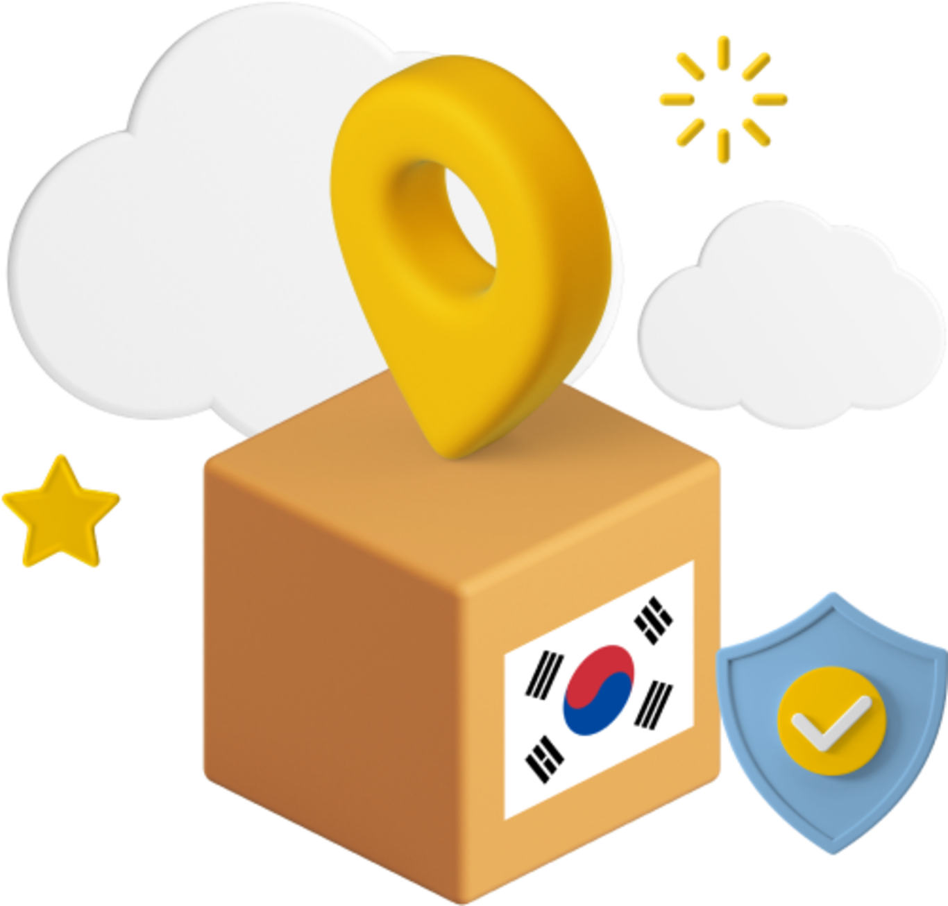 South Korea parcel with icons