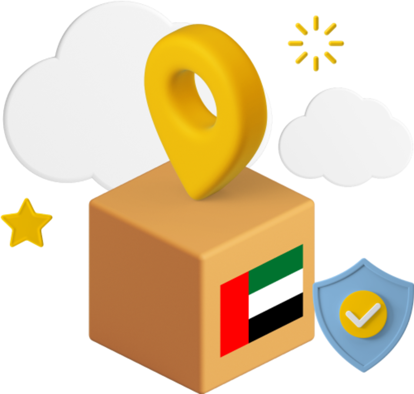 UAE flag on box