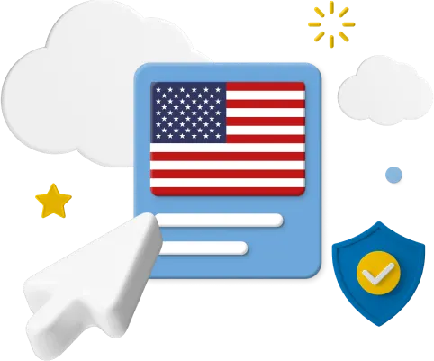 USA flag with pointer and shield