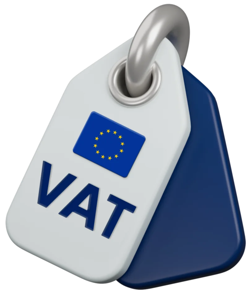 Key chain with EU flag and VAT labelled